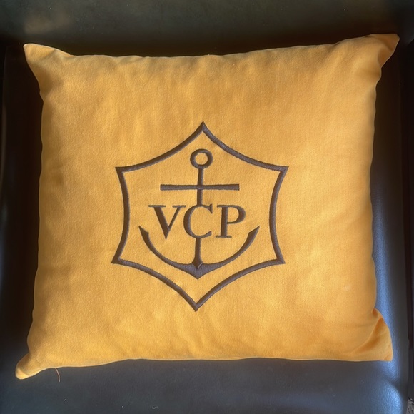 Veuve Clicquot Embroidered Bright Bold Orange Cushion, 38cm x 38cm Square - Picture 10 of 15